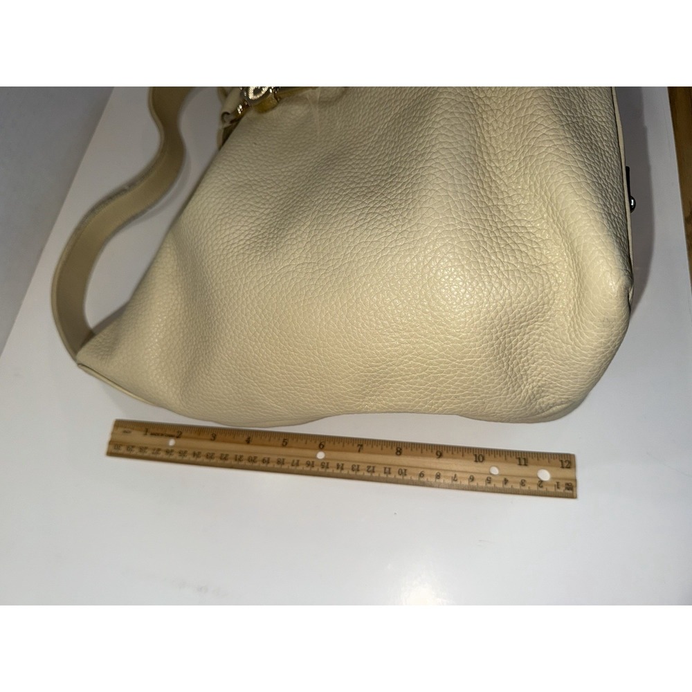 Dooney & Bourke Ivory Pebble Leather Hobo Shoulder Bag Wallet Pink Lining - Picture 13 of 16
